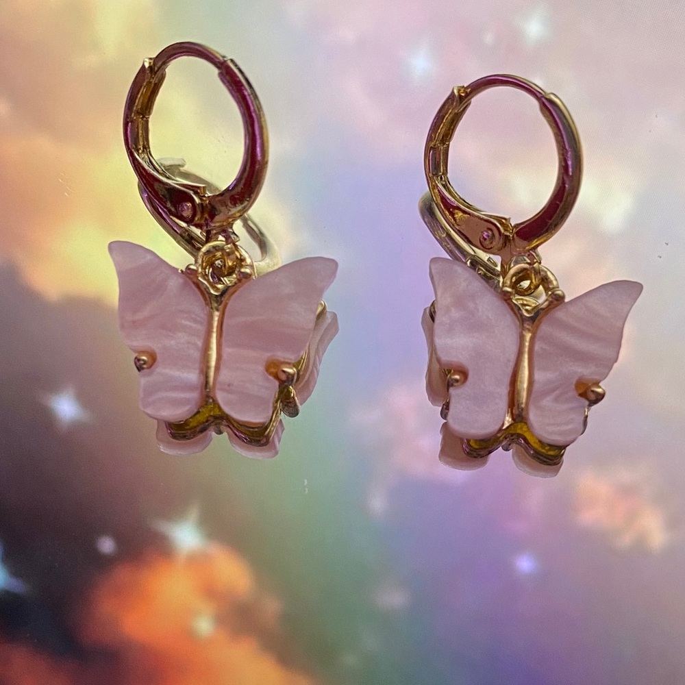 Light pink butterfly earrings